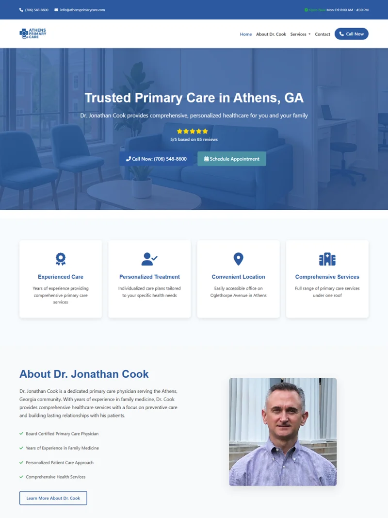 Athens Primary Care Website Design