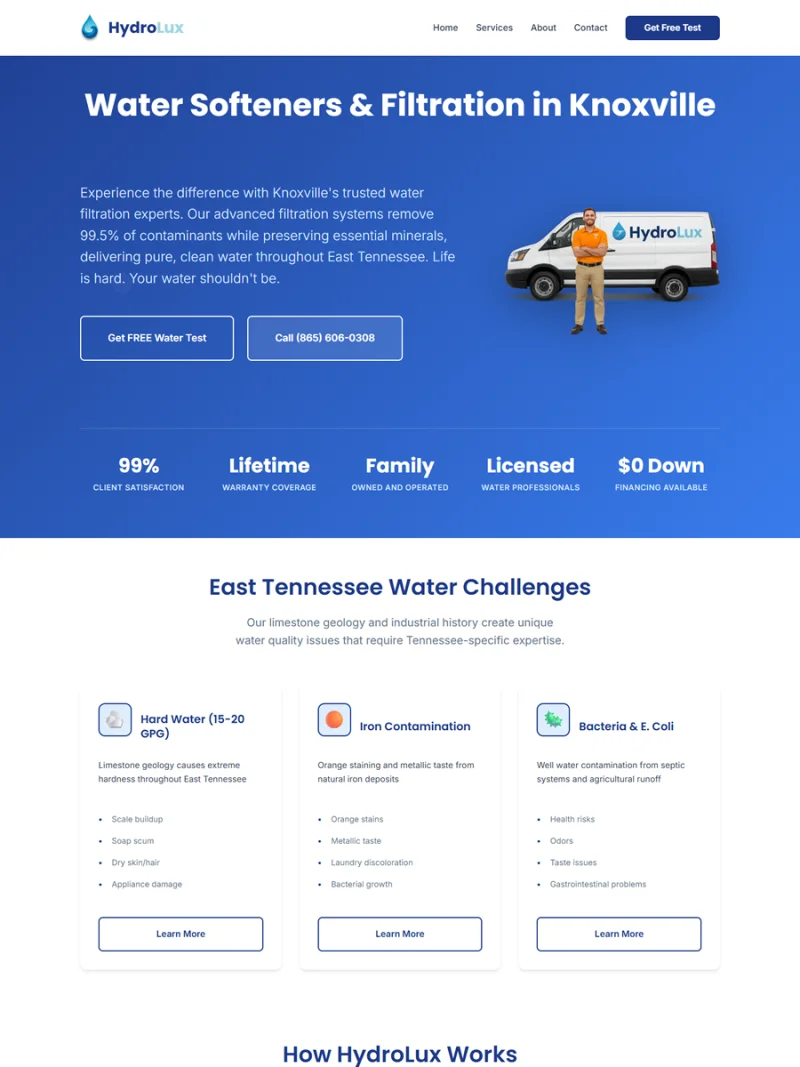 HydroLux Website Design Athens GA